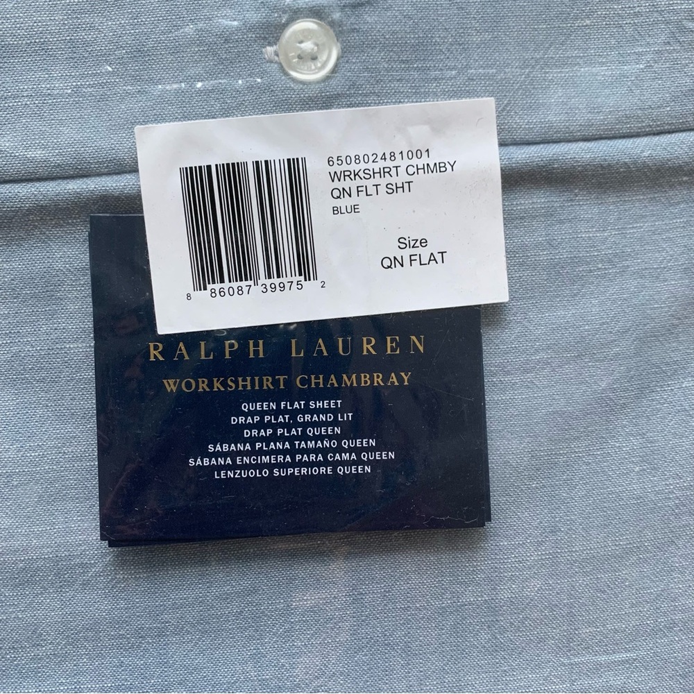 Ralph Lauren Workshirt Chambray Flat & Fitted Sheet NWT Queen - Picture 3 of 6